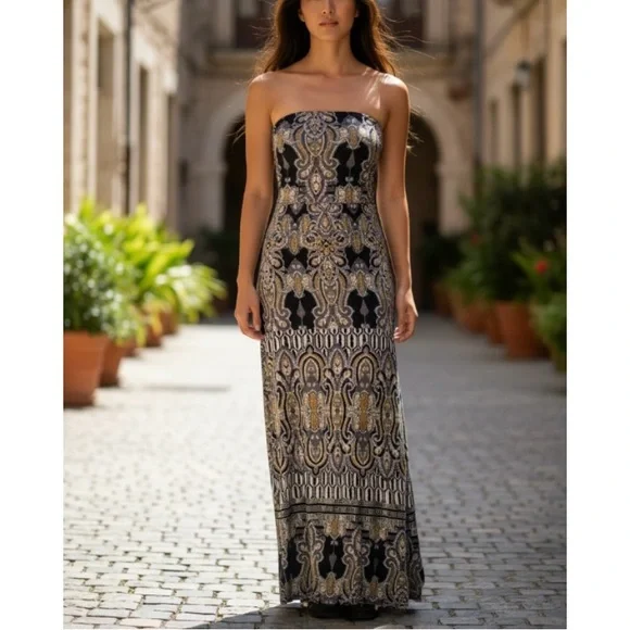 RUBY ROX STRAPLESS BOHO DRESS SIZE LARGE - Picture 3 of 14